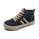 人本男鞋冬季新款男士時(shí)尚休閑鞋加絨保暖棉厚底百搭高幫帆布鞋板鞋 黑棕 41