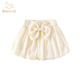 班喜迪女童褲子夏裝2026新款洋氣女寶寶花苞燈籠褲薄款夏季兒童冰絲短褲 米色 120