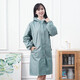 瑞星潘特圍裙帶帽工作服罩衣拉鏈風(fēng)衣式罩衣女士長(cháng)袖防水防油廚房韓版時(shí)尚 青綠色 M適合110以下