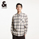 杰克·瓊斯（JACK&JONES）男裝秋季時(shí)尚百搭通勤日常休閑襯衣寬松格紋翻領(lǐng)襯衫男224405014 A43油白 M 175