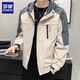 羅蒙（ROMON）男士外套2025春秋季新款潮流拼色連帽上衣服休閑寬松夾克男裝 2117米色 3XL 【161-175斤】