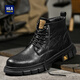 海瀾之家（HLA）馬丁靴男士戶(hù)外復古休閑秋冬工裝鞋子男HAAGZM4AB20408 黑色42