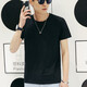 賓儲（BINCHU）男士短袖t恤潮流衣服純色純棉圓領(lǐng)白色T恤半袖休閑夏季男裝 短袖/純黑色 180/XL