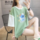 韓芯漫夏天衣服女裝初中生高中女生短袖t恤女時(shí)尚寬松夏季半截袖女韓版學(xué)生學(xué)院風(fēng)少女中袖上衣潮流 綠色 M
