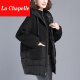拉夏贝尔（La Chapelle）棉服女冬季2023新款时尚洋气宽松显瘦中长款羊羔毛棉袄加厚外套 黑色(加绒加厚) XXL