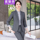 紫魅俏職業(yè)裝女裝套裝春秋冬長(cháng)袖高端商務(wù)小西裝酒店學(xué)校企事業(yè)單位西服 灰色(單件西裝) L (建議100-110斤)