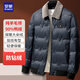 羅蒙【純羊毛領(lǐng)】鴨絨羽絨服男士冬季翻領(lǐng)短款爸爸保暖工裝羽絨外套男