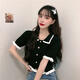 淺雖紅2025夏新款學(xué)院風(fēng)短款針織T恤少女風(fēng)撞色短袖上衣小清新針織衫XMJ 翻領(lǐng)學(xué)院風(fēng) 黑色 均碼 (70-125斤可穿)