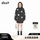 DZZIT地素毛圈布長袖連帽套頭衛(wèi)衣春季街頭酷颯感女 黑色 M