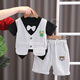 可歆寶貝（KEXINBAOBEI）男童夏裝套裝洋氣帥寶寶西裝夏季短袖周歲禮服潮嬰兒小童裝衣服潮