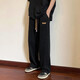 康坦汀 褲子男春秋季ins高街潮牌寬松休閑褲潮流前衛運動(dòng)長(cháng)褲闊腿直筒褲 黑色 L