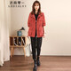 衣典零一（LEDIALYI）加絨加厚派克服棉服女短款2023冬季女裝新款中年休閑棉衣棉襖外套 紅色 M （建議90-115斤）
