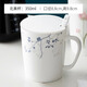唯潤馬克杯骨瓷水杯可愛(ài)骨瓷創(chuàng  )意北歐簡(jiǎn)約馬克杯子帶蓋男士白瓷帶把手 俏枝頭（北美杯）+蓋+勺 350ml