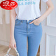 浪莎春夏牛仔褲女韓版學(xué)生夏季高腰彈力九分褲子緊身小腳褲天藍(lán)色顯瘦 天藍(lán)色【高品質(zhì)長褲】 34碼【建議142-155斤】