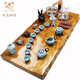 瑯庭琊坊金絲楠木茶盤(pán)套裝全實(shí)木茶臺天然整塊原木家用排水式高檔功夫茶具 伏龍云海哥窯祥鹿