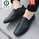 啄木鳥(niǎo)2025年新款秋冬季男士休閑皮鞋懶人老北京布鞋爸爸男鞋子豆豆鞋 黑色 42