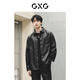 GXG男裝  城市回溯黑色柔軟皮衣暗紋滿(mǎn)印翻領(lǐng)襯衫外套秋季 黑色1 L
