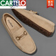 卡帝樂(lè )鱷魚(yú)（CARTELO）2026新品秋季豆豆鞋男真皮磨砂休閑鞋韓版潮流百搭懶人鞋快手 卡其色 43