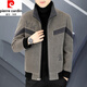 皮爾卡丹（pierre cardin）秋冬呢子外套男士加棉立領(lǐng)夾克冬裝新款加厚休閑短款毛呢大衣男 卡其色加棉 加厚 3XL 【145-160斤】