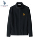 U.S. POLO ASSN.夾克男沖鋒內(nèi)膽抓絨衣外套男士立領(lǐng)茄克衣服春秋季上衣黑色2XL