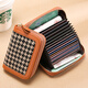 蒙伯斯卡包女士小巧超薄精致高檔多卡位大容量零錢(qián)包新款千鳥(niǎo)格錢(qián)包卡包 棕色千鳥(niǎo)格【9卡位+2多功能位】