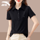 安踏（ANTA）polo衫女t恤女短袖衣服運(yùn)動(dòng)服飾夏季冰絲速干足球跑步女士健身裝 基礎(chǔ)黑【速干】 XL （180）【適合145-160斤】