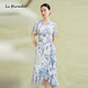 拉珂蒂（La Koradior）夏季通勤新款100桑蠶絲印花中長(cháng)茶歇連衣裙女 本白色 L