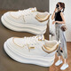 MARY JSTNI楊冪同款小白鞋女鞋2026新款爆款運動(dòng)休閑厚底增高透氣春夏季板鞋 HK316【鎏金拼白】皮面款 36
