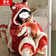 墾定（KENDING）珊瑚絨睡衣女秋冬天季睡袍女可愛(ài)加絨加厚寬松學(xué)生長(cháng)款家居服套裝 小狐貍睡袍+褲子(兩穿) L