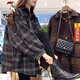 啄木鳥(niǎo)（TUCANO）品牌女裝加厚外套毛呢復古磨毛格子襯衫女上衣外穿時(shí)尚百搭顯瘦襯 藍條格 【版】 3XL 150-170
