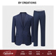 By Creations【進(jìn)口面料CERRUTI1881】純羊毛西服套裝男士輕商務(wù)正裝格紋西裝 深藏青暗窗格 48 (175/92A)