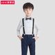 耀王兒童禮服春夏季男童西裝背帶套裝花童鋼琴演出服 AMW-LB19111 藍(lán)格套裝 110
