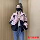 范哲莎沖鋒外套女短款秋季新款小個(gè)子休閑百搭寬松拼色棒球服上衣 粉色 XL 建議115-130斤