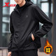 特步（XTEP）加絨加厚保暖防風(fēng)衣男三防面料戶(hù)外防潑水男裝上衣拉鏈連帽外套男 正黑色-加絨加厚-三防面料 L /175