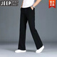 JEEP SPIRIT中高腰新款男士牛仔微喇叭褲寬松闊腳小喇叭長褲春秋款韓版 黑色_[微喇叭褲] 30 _碼[腰圍2尺3]