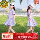 G.DUCKKIDS童裝女童套裝夏季新款洋氣兒童衣服中大童小女孩短袖裙子兩件套 粉色 130碼建議8-9歲【115-125cm】