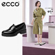 愛(ài)步（ECCO）【明星同款】樂(lè)福鞋女 百搭牛皮厚底粗跟英倫風(fēng)單鞋女 摩登490013 黑色49001301001 建議選小一碼 38 （偏大，建議選小一碼）