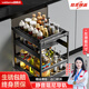 valdama威德瑪調(diào)料拉籃廚房櫥柜軌道鋁合金調(diào)味調(diào)料抽屜式三層分體式底裝置物架 油壺款-400柜體 【加厚鋁合金】