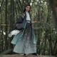 花容【他與鶴】原創(chuàng  )交領(lǐng)齊腰魏晉風(fēng)古裝大袖衫印繡套裝情侶漢服 藍色套裝（大袖衫+里衣+裙子） L