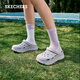 斯凱奇（Skechers）洞洞鞋厚底沙灘涼鞋女外穿高級感包頭踩屎感多巴胺泡泡鞋 薰衣草色/LAV 38 尺碼偏大，建議選小一碼