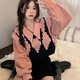 妙奕嘉毛衣女菱格針織衫外套春季長(cháng)袖假兩件2025新款設計感短款甜美上衣 假兩件polo領(lǐng)菱格針織衫【粉色】 均碼 【建議體重85-115斤】