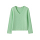 Marc O'Polo/MOP【商場(chǎng)同款】春季新款V領(lǐng)下擺開(kāi)叉套頭針織衫女士 淺綠色429 XS 160