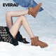 EVERAU男女同款冬季經(jīng)典迷你雪地靴皮毛一體短靴保暖短筒靴丨EA3001 栗色 37