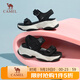 駱駝（CAMEL）動(dòng)感風(fēng)織帶細閃車(chē)縫線(xiàn)魔術(shù)貼松糕底運動(dòng)涼鞋 L23M504136 黑色 37