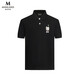 MANGANO男裝短袖POLO衫新款個(gè)性小熊裝飾休閑百搭T恤男士商務(wù)通勤體恤衫 黑色 48