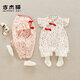 吉杰貓（JEFFREY CAT）嬰兒連體衣服夏裝無(wú)袖純棉中國風(fēng)女寶寶公主滿(mǎn)月周歲漢服薄款中國風(fēng)新生兒 粉色小花 73cm(適合12-15斤)
