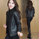 憶靈短款皮衣女秋2025年新款氣質(zhì)百搭洋氣時(shí)尚水洗皮皮夾克上衣外套女 黑色 3XL 【130-140斤】