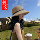 錦宮赫本風(fēng)草帽女復(fù)古沙灘遮陽帽子日本草防曬遮臉太陽帽女夏天漁夫帽 復(fù)古淺咖 可調(diào)節(jié)/折疊(顯臉小)