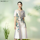 粉藍(lán)衣櫥粉藍(lán)衣櫥雅致東方金絲提花喜婆婆輕禮服裙春裝短袖A字裙 香檳金 XL