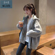 奈加圖（NAIJIATU）2020秋冬韓版帶帽學(xué)生開(kāi)衫百搭衛衣女加絨加厚bf風(fēng)拉鏈外套潮 灰色 M